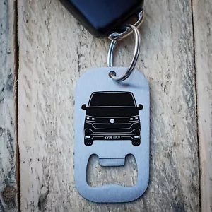 Personalised Transporter Camper Van Stainless Bottle Opener Key Ring - T6 T5 T4 - Picture 1 of 7
