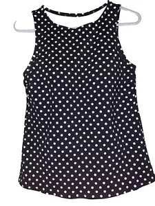 Camiseta sin mangas Lands End talla 8 blanca y negra a lunares cuello alto acolchada nueva sin etiquetas - Imagen 1 de 7