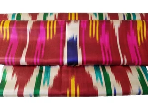 HANDGESPONNENE USBEKISCHE IKAT KHAN ATLAS SEIDE - 20" x 36" - Bild 1 von 6