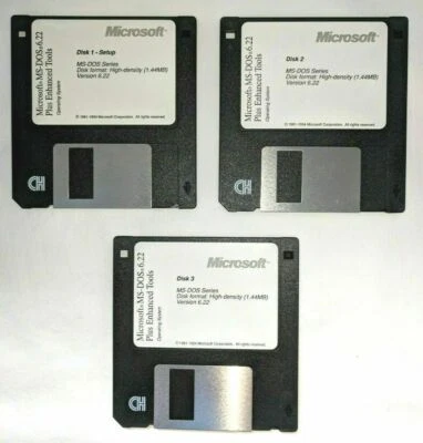 BRAND NEW MS-DOS 6.22 + ENHANCED TOOLS FULL VERSION!! Dos 6.2 6.0 SEALED DISKS - Image 1 of 2