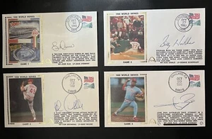 1990 WS Reds A's Signed By Davis Hatcher Dibble Rijo Gateway Cachet Set - Picture 1 of 1