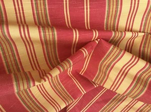 HIMBEER ROSA GOLD GRÜN GEWEBTE STREIFEN DRAPIERUNG POLSTERSTOFF - Bild 1 von 3