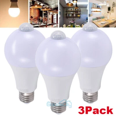 3-Pack Motion Sensor LED Bulbs, 90W Equivalent,, E26 E27 Base, Safety lights - Image 1 of 4