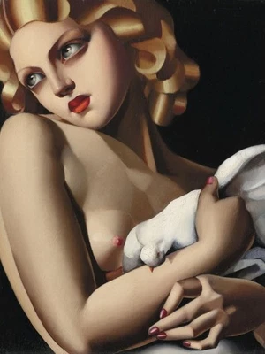 Pintura al óleo sobre lienzo firmada por Tamara de Lempicka 16x24 en Art Deco... Foto 1 de 3