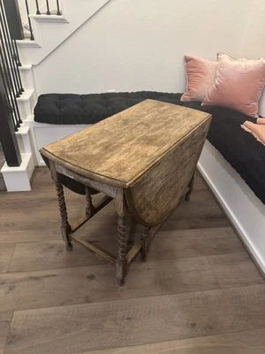 Antigua mesa de comedor Jacobea renacimiento roble gateleg hoja caída cebada torcida c.1900s Foto 1 de 4