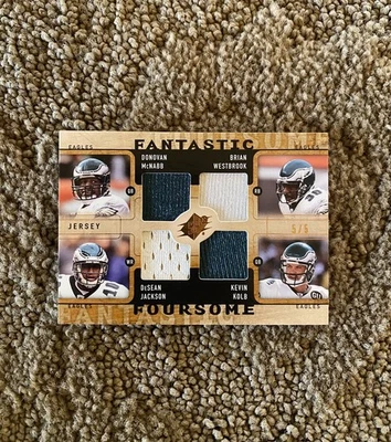 2009 Upper Deck SPX Donovan Mcnabb Brian Westbrook Desean Jackson Quad Jersey /5 - Image 1 of 2