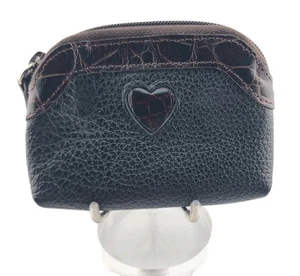 Brighton Geldbörse Portemonnaie weiches Leder Herz braun zweifarbig 4,5"x3,5" - Bild 1 von 7