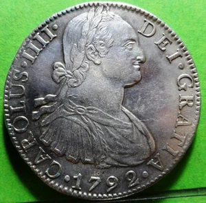 CARLOS IV, 8 Reales, 1792, MEXICO -FM, EBC-, A.C.-954, Ag. - Picture 1 of 2