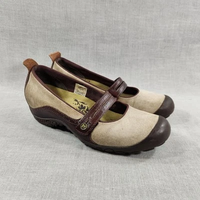 Zapatos de gamuza Merrell Plaza Bandeau Mary Jane para mujer talla 9,5 beige marrón Foto 1 de 4