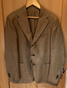 Drake's Brown Glen Check 100% Linen Jacket Brand New With Tags Size 42 - Picture 1 of 17