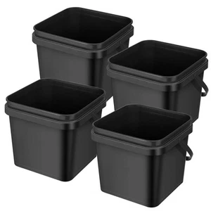 4 Pcs Plastic Bucket 5 Quart Square Bucket Utility Small Pail with Handle Stu... - Picture 1 of 6