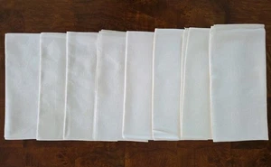 Set Of 8 White Linen Patterned Napkins 20” x 19” Vintage Starched Used READ - Picture 1 of 10