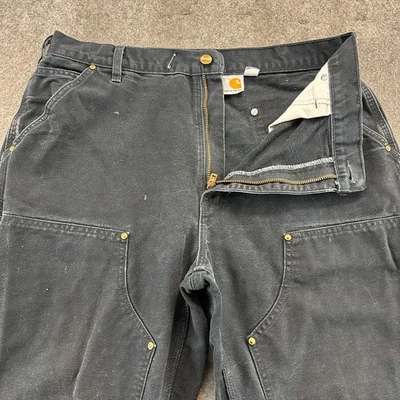Pantalones Carhartt De Colección Hombres 36x34 Negros Sueltos Doble Rodilla Carpintero Unión EE. UU. 90s Foto 1 de 4