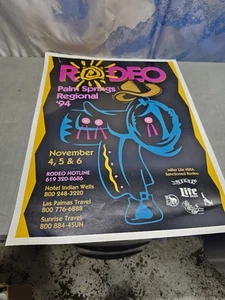 Vintage 1994 Palm Springs Regional Rodeo authentisches Poster IGRA sanktioniert 25" x 19" - Bild 1 von 12
