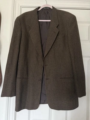 Blazer De Colección Giorgio Armani Saks Tweed Chevron Lana Espiga Cachemira Talla 40 Foto 1 de 4