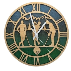 Custom GOLF GOLFING Wall Clock Laser Cut Layered Wood Decor Gift - Picture 1 of 6