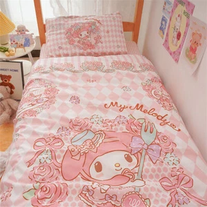 My Melody Kuromi Bedding Sheet Quilt Anime Cover Pillowcase Cute Bed Linings Set - Picture 1 of 16