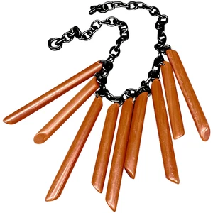 Vintage Egyptian Revival statement necklace with long early plastic dangles - Picture 1 of 8