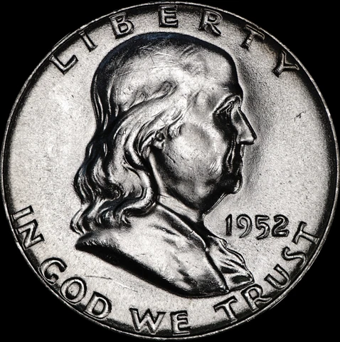 1952 Franklin Half Dollar Silver Brilliant UNC, Sharp Strike!, As Shown 468 Cover