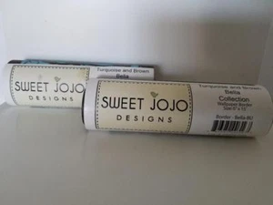 Lot 2 Bella turquoise & brown Bella baby/kids wall border by Sweet Jo Jo Designs - Picture 1 of 3