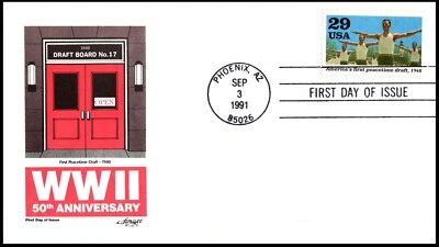 2559b WWII 50 yrs Recruits FDC/Artmaster Cachet, OF, Clean Cover - Image 1 of 4