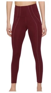 Nike Yoga Dri Fit High Rise Tight Fit 7/8 Length Leggings Size XS Burgundy - Picture 1 of 11