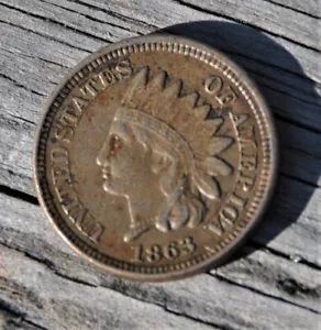 1863 Indian Head Penny EXTREMADAMENTE BUEN ESTADO Bonita moneda de actualización EE. UU. pequeña ct - Imagen 1 de 3