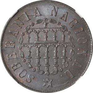 Spain 1868 25M Commemorative Coin Battle of Alcolea Queen Isabel II NGC MS63BN - Picture 1 of 5