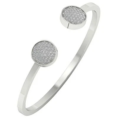 Bangle Bracelet Round Cut Diamond SI1 G 1.00Ct 14K White Gold Prong Set 11.05MM - Image 1 of 4