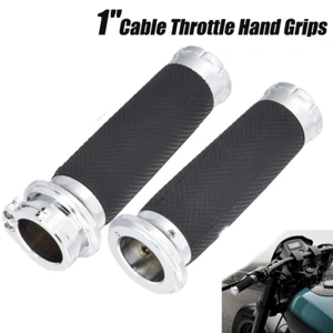 Empuñaduras cromadas de manillar de motocicleta de 1"" para Harley Softail Sportster Honda - Imagen 1 de 6