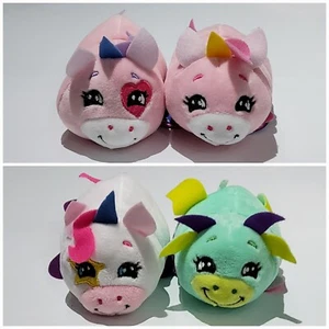 Flip A Zoo Mushmillows Blanco Rosa Unicornio y Dragón 5" Clip de Peluche FlipAZoo Peluche - Imagen 1 de 5