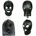 Masquerade Adult unisex PU Leather mask Hood headgear harness Restraint Costumes