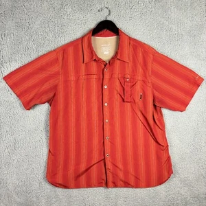 Merrell Vented Shirt Mens XXL Fishing Red Orange Stripe Button Up Outdoor Hiking - Picture 1 of 19