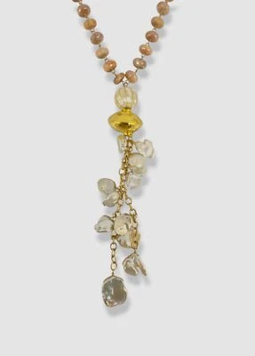 Ожерелье Devon Leigh женское позолоченное пресноводный жемчуг лариат 18 карат - Изображение 1 из 3