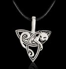Celtic Cat Necklace Knot TRIQUETRA STAINLESS STEEL Pendant Pagan Fox Wolf