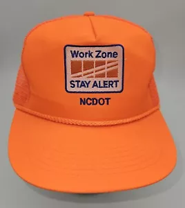 Vintage NCDOT Work Zone Stay Alert Rope Trim Trucker Hat Safety Cap - Picture 1 of 4
