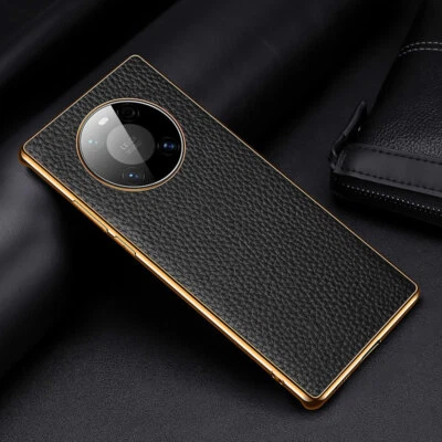Luxury Genuine Leather Plating Bumper Case Cover For Huawei Mate 30 40 Pro Pro+ - Image 1 of 4