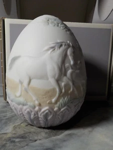 1995 Lladro Limited Ed Pferd mit Hengstfohlen von Cabin Biskuitporzellan Ei #17548-A - Bild 1 von 12
