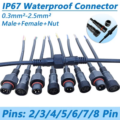 2/3/4-8 Pole Core Joint Outdoor IP67 Waterproof Electrical Cable Wire Connector - Image 1 of 4