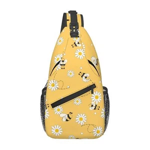 Cute Bee Sling Bag Flower Daisy Crossbody Shoulder Backpack Chest Bag Travel ... - Picture 1 of 9