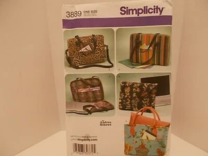 Simplicity 3889 Sewing Pattern for Laptop Computer Bags - Printed 2007 and Uncut - Picture 1 of 5