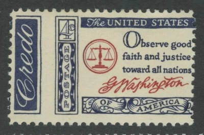 #1139 MISFERF  4c Washinton Credo commemorative stamp MINT NEVER HINGED Perfect! - Image 1 of 2