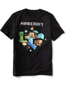 NWT OLD NAVY Boys Minecraft Characters Run Away! Tee T-Shirt NEW Creeper Steve - Picture 1 of 1