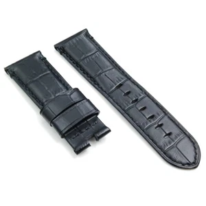 24mm Black Calf Leather Soft Deployment Strap Watchband for PAM RADIOMIR LUMINOR - Picture 1 of 8