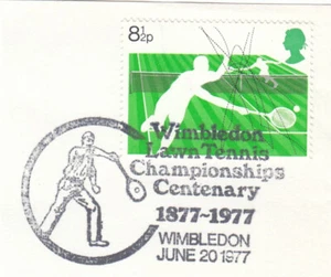 8.5p Racket Sports GB Used Wimbledon Lawn Tennis Champs 1977 ON PIECE (80182) - Picture 1 of 1