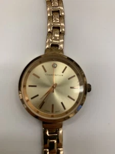 Bracelet Watch Gold-Tone 33mm Charter Club Round New Battery - Picture 1 of 6