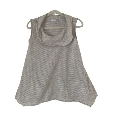 Habitat Striped Sleeveless Cowl Neck Top Shirt White Tan Cotton Women Size XS - Image 1 of 4