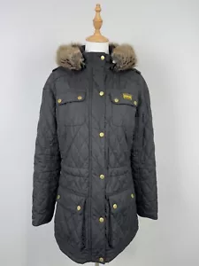 BARBOUR International Black Solid Hooded ENDURO Quilted Women's Jacket - Picture 1 of 24