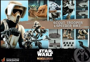 SIDESHOW HOT TOYS STAR WARS SCOUT TROOPER UND SPEEDER BIKE GROGU 1/6 FIGURENSET - Bild 1 von 4