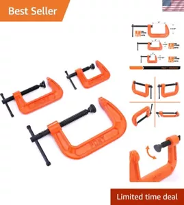 Compact and Lightweight C-Clamp Set for Easy Use – Bright Orange Gloss Finish - Picture 1 of 10